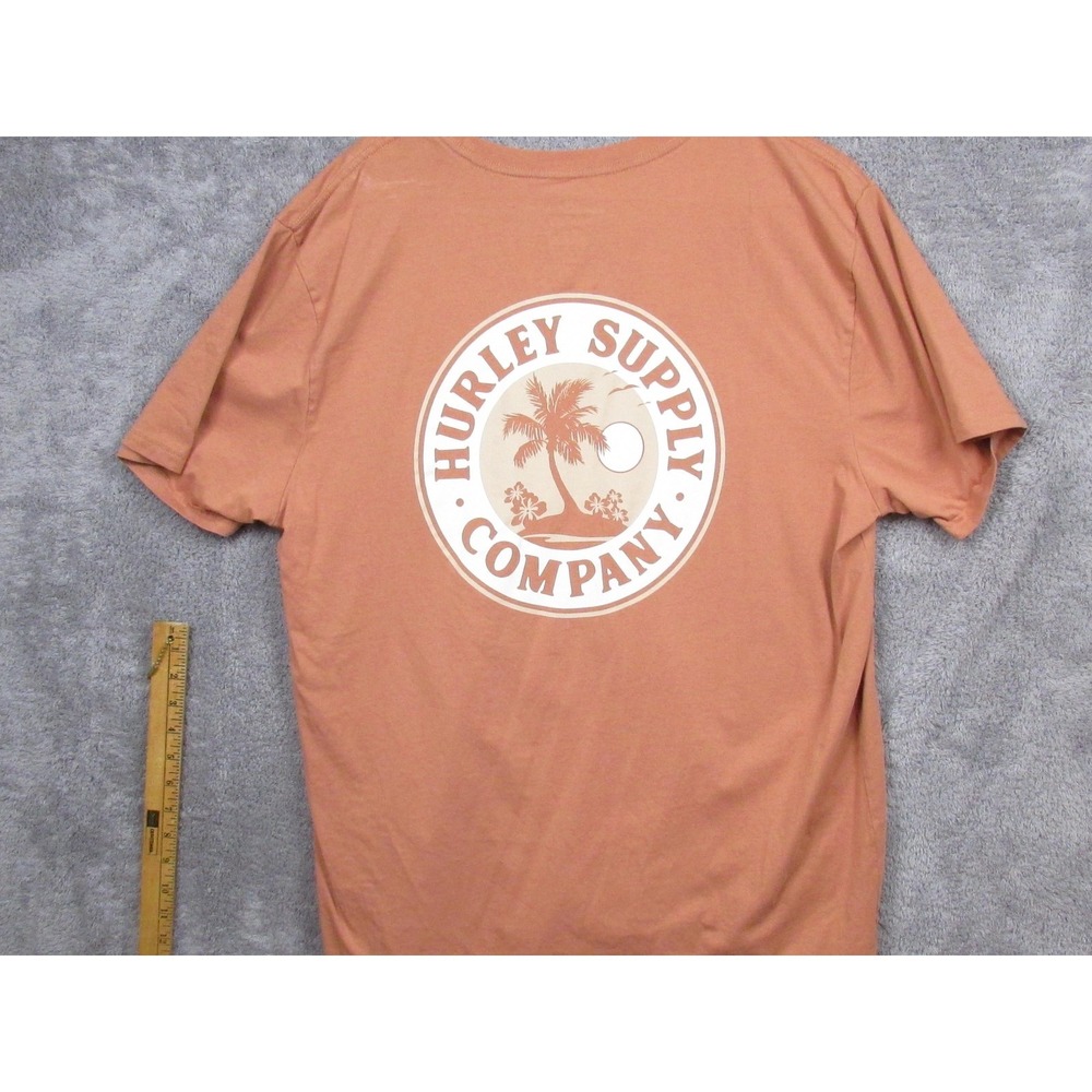 Hurley Shirt Mens XL Orange Supply Company Palm Tree Graphic Tee Surf Beach - Picture 2 of 8